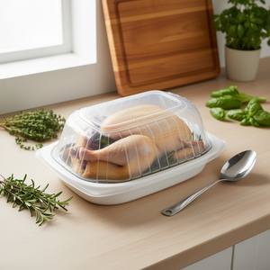 Teglia per Pollo con Coperchio in PP, Vassoi da Forno Resistenti per Facile Pulizia - Product Image 2