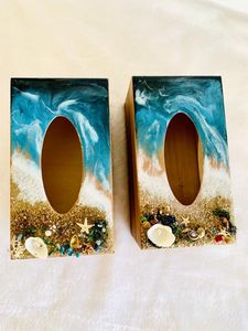 SOPORTE DE CALIDAD ATRACTIVA SOPORTE DE TEJIDO DE RESINA DECORATIVO Soporte de pañuelos hecho a mano para comedor Uso en la cocina Caja de almacenamiento de servilletas - Product Image 6