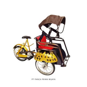 Haute qualité Miniature Jawa Pedicab luxe modèle indonésien or laiton fait à la main Mini Becak Rare métal mobile Mini Pedicab artisanat - Product Image 2