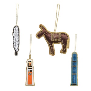 Décorations de Noël faites à la main brodé perlé velours Satin Lama Santa chaussettes volant moineau éléphant aigle et abeille forme d'arbre - Product Image 6