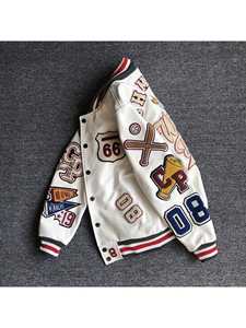 Personalizado de los hombres de lana cuerpo de cuero mangas bordadas Chenille parches Universidad Varsity chaqueta de béisbol Letterman estilo de invierno - Product Image 3