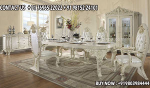 Ensemble de table brun au design traditionnel pour salle à manger, meubles de style baroque pour salle à manger, ensemble de table à manger sculptée - Product Image 3