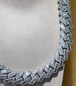 สร้อยข้อเท้าประดับเพชรโมอิสสีขาวเงิน925 VVS1โซ่คิวบาออกแบบได้ตามต้องการ - Product Image 3