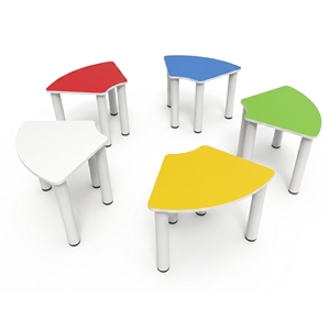 Colorful Modern Kids Activity Table Plastic Student Meeting Desk Round Classroom Furniture with Tapered Legs Customizable - Product Image 1
