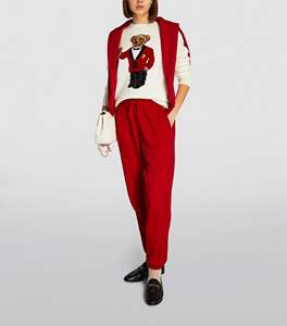 Vêtements actifs personnalisé à la mode élégant coton poids lourd ceinture élastique couleur rouge uni pantalon blanc pantalon pour les femmes - Product Image 2