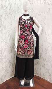 Georgette floreciente pesada Premium con ropa india y paquistaní de secuencia - Product Image 5