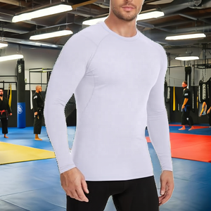 <b>Men's</b> <b>Long</b> <b>Sleeve</b> Rash Guard <b>White</b> Quick Dry Polyester Shirt for Adults - Product Image 2