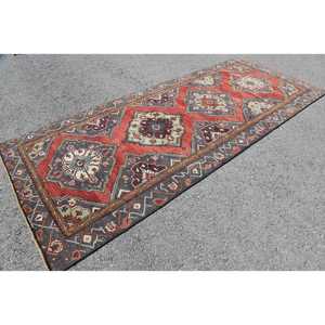 Tapis turc vintage 4,8x11,1 pieds, tapis oriental rouge - Product Image 3