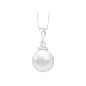 Colgante de Perla Clásico Clara con Cadena de Plata de Ley 92.5 en Forma de Bola, Regalo para Mujeres y Niñas - Product Image 1