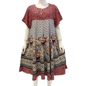 Camisón de Verano para Mujer, Transpirable, Térmico, hasta la Rodilla, Cintura Elástica, Manga Corta, con Botones Delanteros, de Chrysanta - Product Image 2