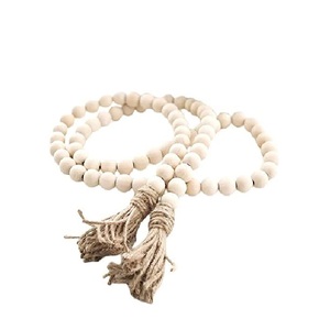 Guirlande de perles en bois pour décoration intérieure, pendentifs, perles en bois poli, décoration murale - Product Image 1