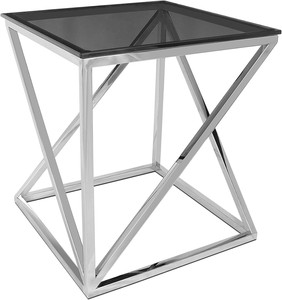 Table d'appoint rectangulaire en verre avec cadre en métal incurvé Verre moderne - Product Image 2