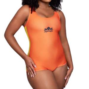 Maillot de bain une pièce pour femme, couleur mandarine, blocs de couleur, panneau contrasté, extensible, moderne, pour la plage - Product Image 6