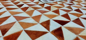 Alfombra de retazos de piel de vaca marrón y Blanca hecha a mano, alfombra de cuero con pelo Real para sala de estar moderna, oficina y decoración Interior del hogar - Product Image 6