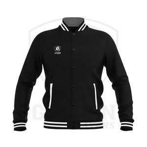 2024 nueva chaqueta Varsity para hombre de calidad superior de lana negra parches bordados personalizados de longitud larga de moda Color sólido - Product Image 5