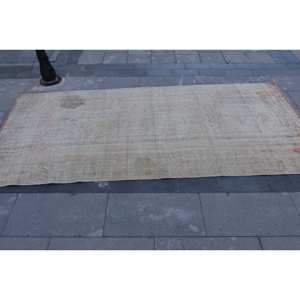 พรมตุรกีโบราณขนาด3.8x8.6ฟุตลายปะต่อสีน้ำตาลเบจขนแกะโพลีเอสเตอร์แฮนด์เมดคลาสสิกสำหรับวัยรุ่นห้องนั่งเล่น - Product Image 4