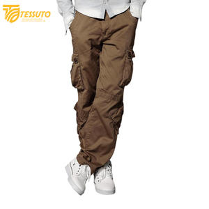 Pantalones cargo de algodón 100% de alta calidad para hombre, pantalones largos para exteriores, estilo deportivo informal táctico, liso, teñido, de lana media, bajo MOQ - Product Image 2