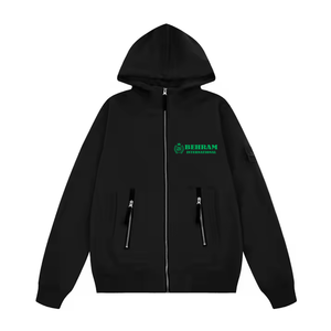 Vente flash : sweat à capuche unisexe avec fermeture éclair, 100% coton, molleton/french terry, respirant, séchage rapide, coupe classique, broderie vintage vieillie - Product Image 4