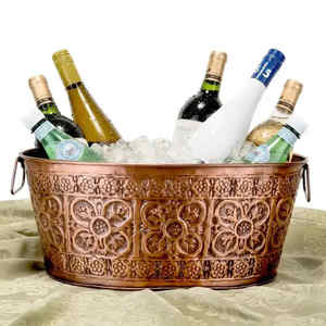 Self <b>Standing</b> Gold Plated Stainless Steel Ice Bucket with Tong for Chilled <b>Drinks</b> and Easy Serving Metal Cooler - Product Image 5