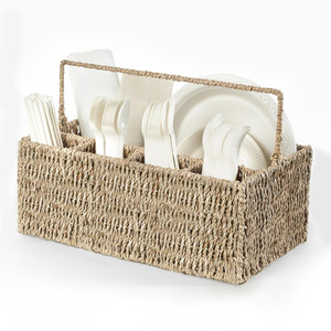 Meilleur prix pour un porte-ustensiles en paille de jonc de mer naturel, vente en gros de porte-couverts en jonc de mer - Product Image 4