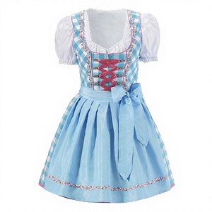2026 Women Custom 100% Cotton Vintage Plaid <b>Pattern</b> Embroidery Plus Size Mini Traditional Dirndl <b>Dress</b> <b>A</b>-<b>Line</b> Silhouette Chapel - Product Image 1