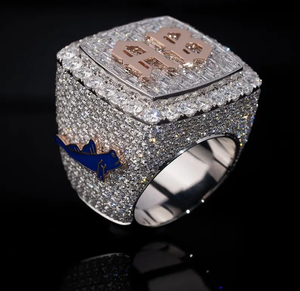 Bague en argent sterling 925 plaqué rhodium personnalisée avec lettres en diamant, style hip-hop, luxe, pour homme, certifiée IGI - Product Image 2