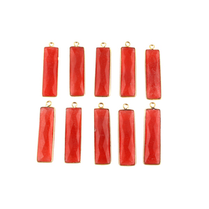 Venta caliente al por mayor de joyería en forma de barra de jade rojo DIY conectores de fabricación de fianza única conectores de Suministro de ajuste de bisel chapado en oro - Product Image 3
