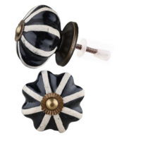 Boutons en céramique gravés, effet vieilli, noir et blanc, style industriel, pour usage hôtelier, polyvalents pour tiroirs, armoires, cuisines, commodes et chambres