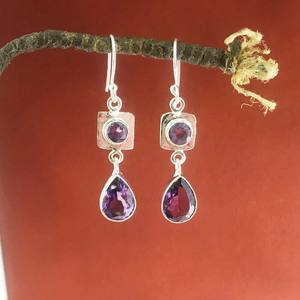 Pendientes de Plata de Ley 925 hechos a mano con piedras preciosas de pera amatista eterna para bodas, joyería de amatista cortada al por mayor - Product Image 4