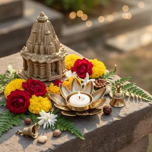 Support de bougie chauffe-plat artisanal en fer forgé, durable, portable et écologique, couleur or antique, pour la décoration intérieure et les occasions festives - Product Image 2