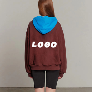 เสื้อฮู้ดดี้ผู้หญิงแบบสวมหัวทรงโอเวอร์ไซส์  ผ้าถักลายบล็อกสีสันสดใส  สำหรับฤดูหนาว  ออกแบบโลโก้ OEM ได้ตามต้องการ  ผ้าโพลีเอสเตอร์/คอตตอนเนื้อหนา  ดีไซน์ด้านหน้า - Product Image 4