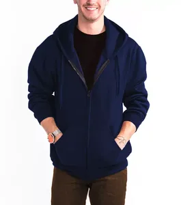 Sudadera con capucha de lana de algodón 100% Premium Opciones personalizadas Precio razonable Ropa de invierno con bolsillos con cremallera Diseño de bloque de color liso - Product Image 4