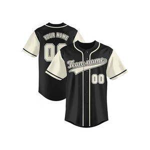 Maillot de baseball noir personnalisé, chemise boutonnée, nom et numéro personnalisés, uniforme sportif unisexe - Product Image 5