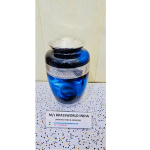 Urna de Cremación de Aluminio, Urna Funeraria de Aluminio, Urna de Cremación de Metal, Urna de Aluminio para Cenizas, Urna Conmemorativa de Aluminio, Urna de Cremación Azul - Product Image 1