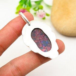 Pendentif en pierre précieuse de Labradorite fait main avec feu multiple en argent 925 Pièce de bijou unique Grand cadeau de Noël - Product Image 4