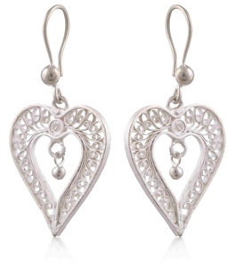 Meilleure vente de haute qualité argent filigrane coeurs désir boucles d'oreilles haute qualité scintillant brillant fournisseur indien mode Stud Style - Product Image 2