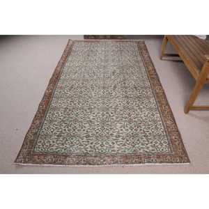 Alfombra de 4.7x8.2 pies, Alfombra Turca Vintage, Alfombra Marrón de Lana Marroquí - Product Image 3