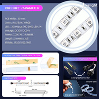 Bande LED en gros OEM ODM 10mm PCB 30 60 LED SMD5050 DC12V DC24V IP20 IP65 IP67 Rouge Jaune Bleu Vert Blanc RGB