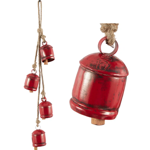 Cloches de Noël en métal uniques en laiton AK avec fini antique ensemble de 4 cloches simples sur corde cloches standard pour article de décoration de Noël - Product Image 1