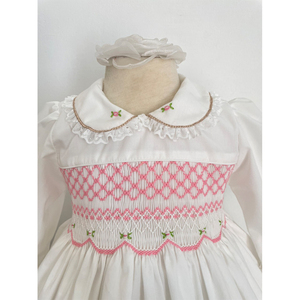 ชุดเดรสยาวผ้าไหมสีขาวลายลูกไม้คอกลมสำหรับเด็กผู้หญิงจากเวียดนาม - Product Image 3