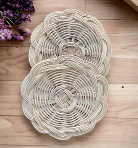 Handmade Natural Rattan <b>Coasters</b> <b>Woven</b> Wicker Mats & Pads for Protecting Furniture From Moisture for Drinks - Product Image 5