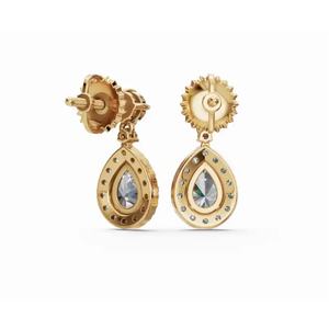 ต่างหูเพชรทรงกลมและทรงหยดน้ำ 14 กะรัต ทองคำแท้ แบรนด์ Marina Royal ผลิตจากเพชรเลี้ยงในห้องปฏิบัติการ ขายส่งจำนวนมาก รับผลิตแบบ OEM - Product Image 3