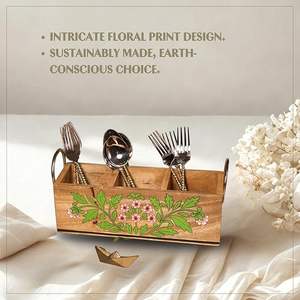 Porte-cuillères élégant en bois imprimé pour comptoir, idéal pour les maisons modernes – Support en bois imprimé pour un rangement stylé des ustensiles de cuisine - Product Image 3