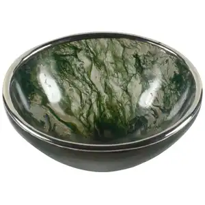 Moss akik taş kase doğal taş enerjili ve şarjlı Reiki Pooja ve kristal şifa en iyi benzersiz veya özel