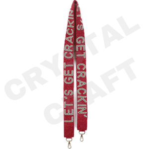 Horsebit Custom White Gold Seed Bead Bag Straps 'Hook Em Horns' Accesorio de moda Correa de monedero con cuentas - Product Image 2