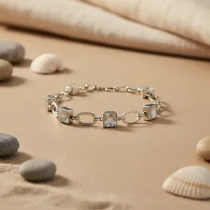 Pulsera de Plata 925 con Piedra Lunar para Mujer, Cierre en T Elegante, Joyería para Uso Diario y Regalos - Product Image 2