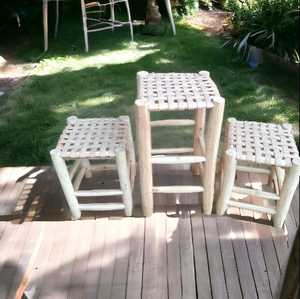 Accent Small Square Rattan <b>Chair</b> with Wood Ottoman Bone Inlay Console for Kitchen <b>Makeup</b> Desk Living Room Entry Outdoor Use - Product Image 1