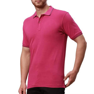 Casual Summer Bright <b>Pink</b> Polo with Modern Twist <b>Men</b> <b>T</b>-<b>Shirt</b> Neck Short Sleeve Stylish Fashionable Top Cotton Knitted Front - Product Image 5