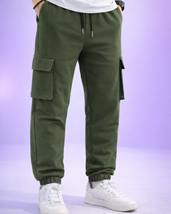 Pantalones Deportivos de Hombre Personalizados, Bordados, de Algodón y Elastano, Color Gris Jaspeado, de Alta Calidad, Tejidos - Product Image 1
