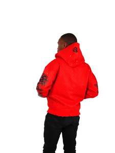 Custom Logo Wholesale Oversized <b>Black</b> Zipper Hoodie for <b>Men</b> 100% Cotton High Quality GSM Streetwear Allover Rhinestones Hoodie - Product Image 2